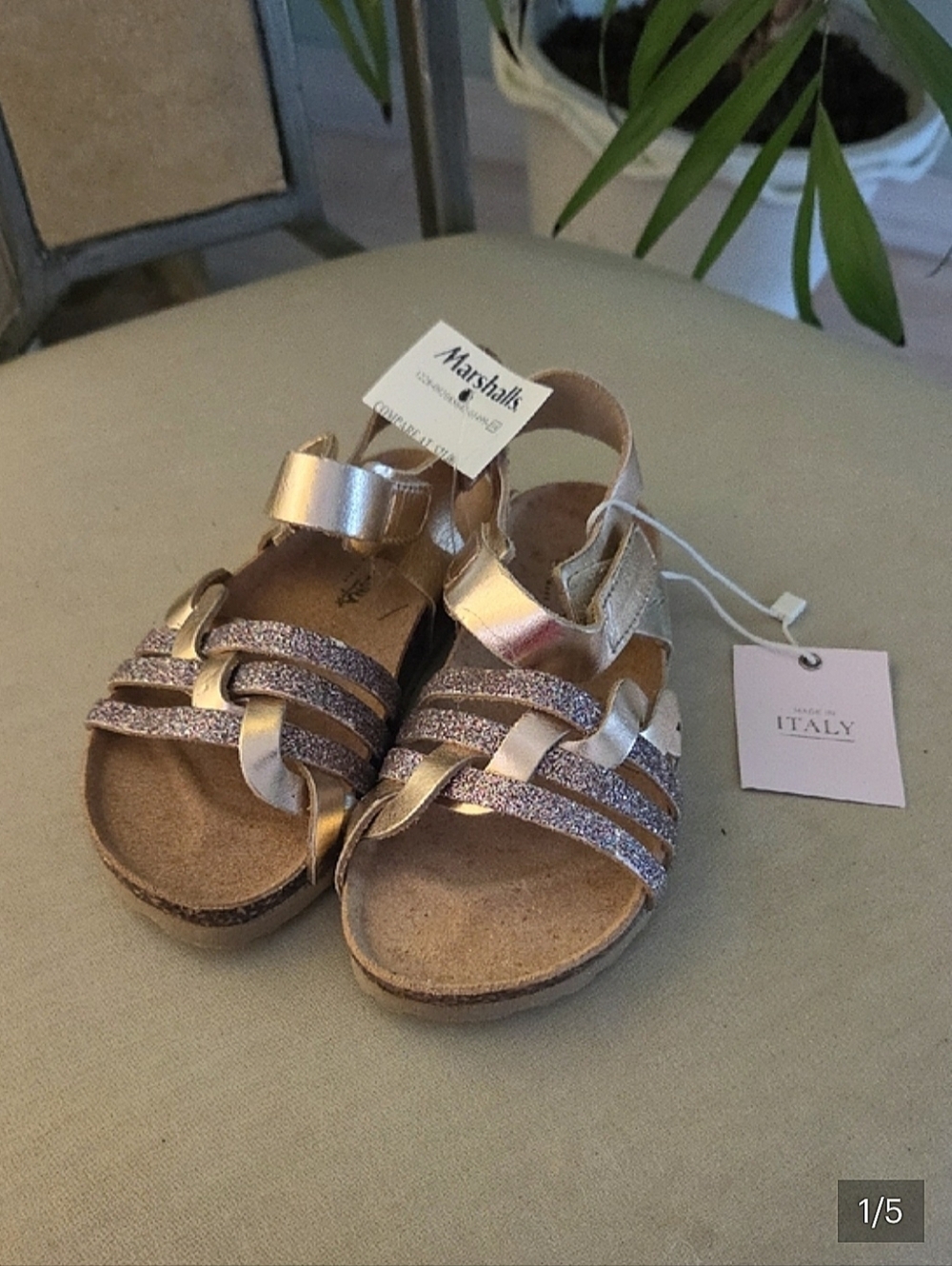 NWT Marina Luna Kids Metallic Rose Gold Glitter Strap Sandals ❤️